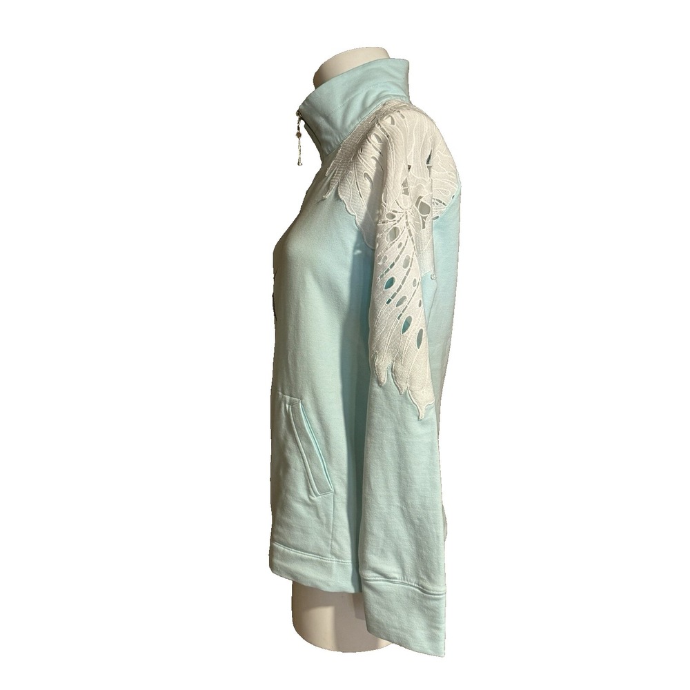 Lilly Pulitzer Women's Small Pullover 1/4 Zip Cutout Shoulder Pastel Blue Soft